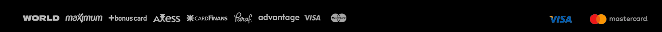 World, Maximum, Bonus Card, Axess, CardFinans, Paraf, Advantage, Visa ve Mastercard logoları